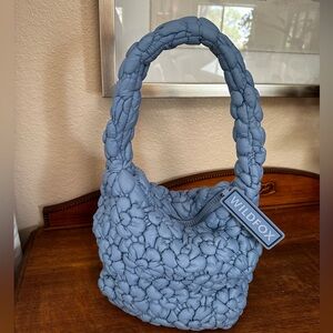 Wildfox handbag, tote bag, purse Blue nylon quilted bag puffy bag